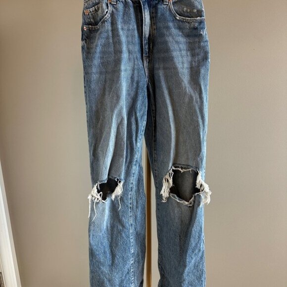 Garage Wide Leg Ripped Medium Wash Jeans Size 01/25 - Picture 1 of 6
